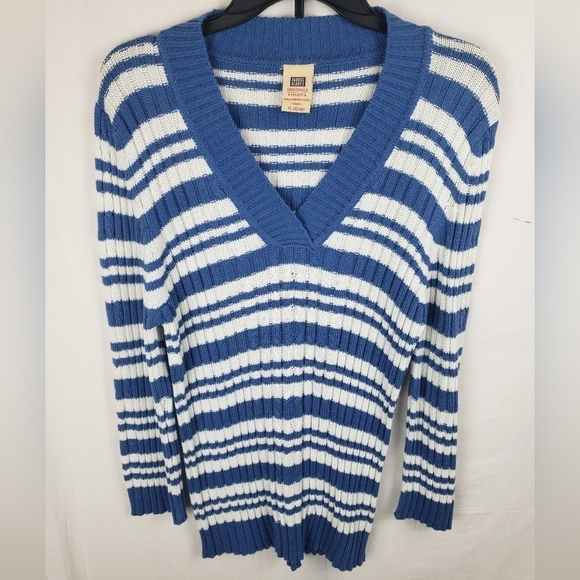 Faded Glory Blue and White Striped Sweater Sz XL - Picture 2 of 8